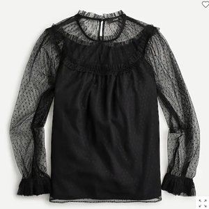 NWT J.Crew Ruffle-trim top in dot tulle Xsmall